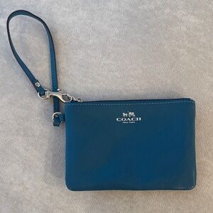 Coach Teal Leather Wristlet